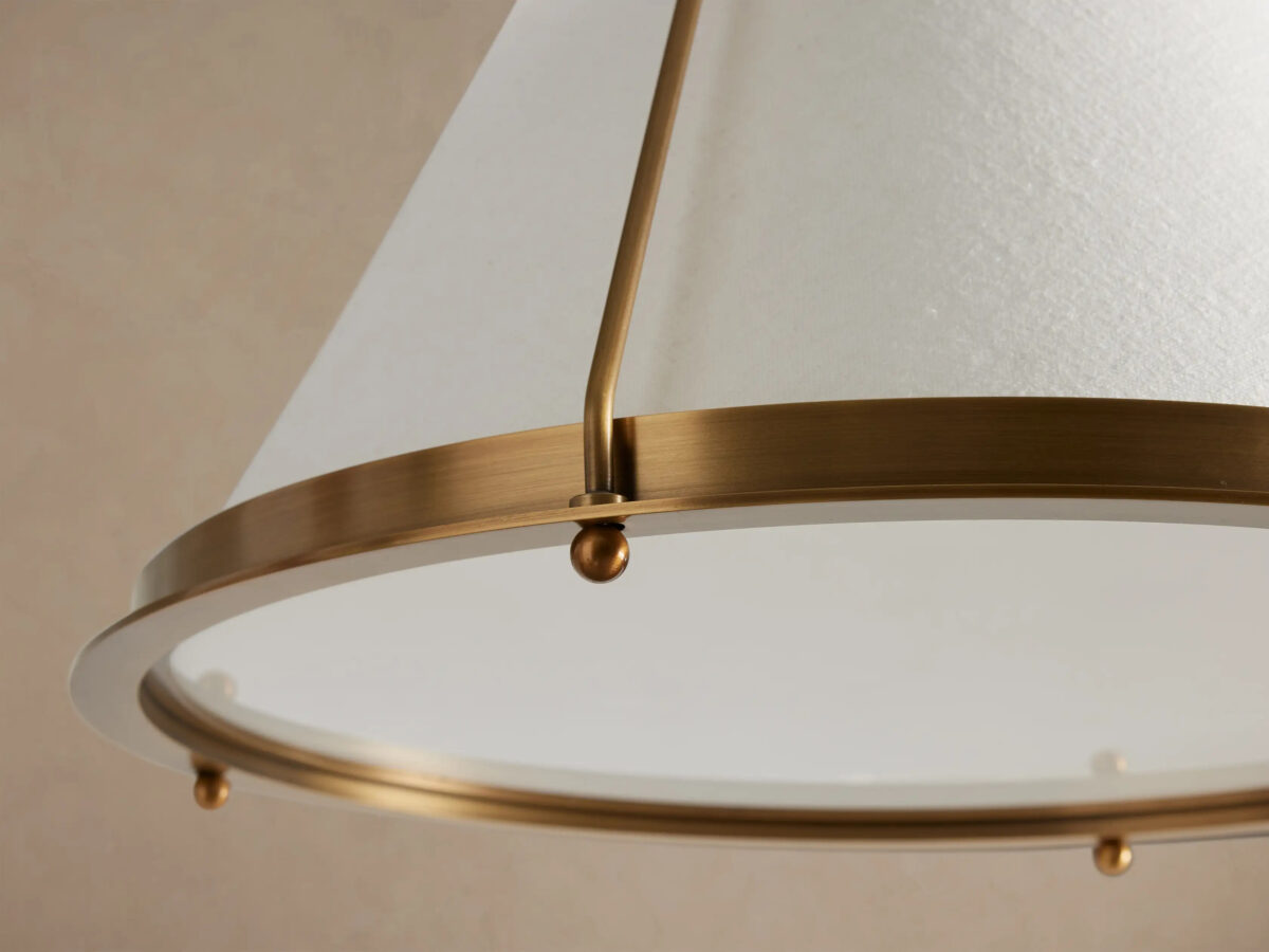 GV Shelton Brass Pendant Light with Linen Shade - Image 3