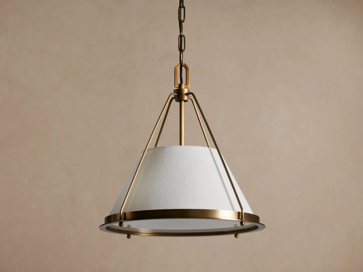 GV Shelton Brass Pendant Light with Linen Shade - Image 2
