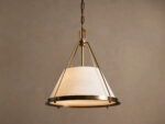 GV Shelton Brass Pendant Light with Linen Shade