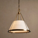 GV Shelton Brass Pendant Light with Linen Shade