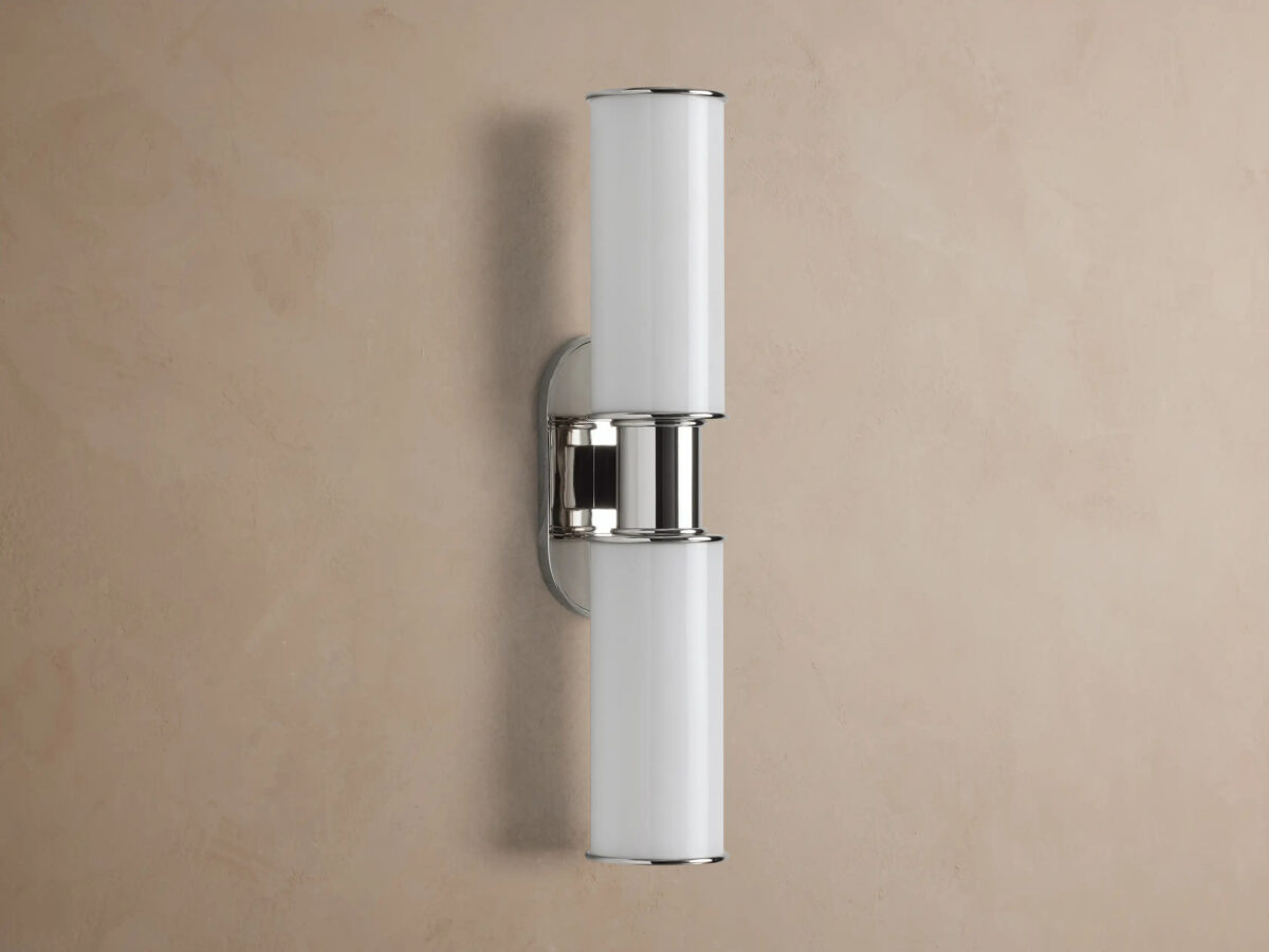GV Harlin Modern Glass Sconce in Milk Nickel - Image 2