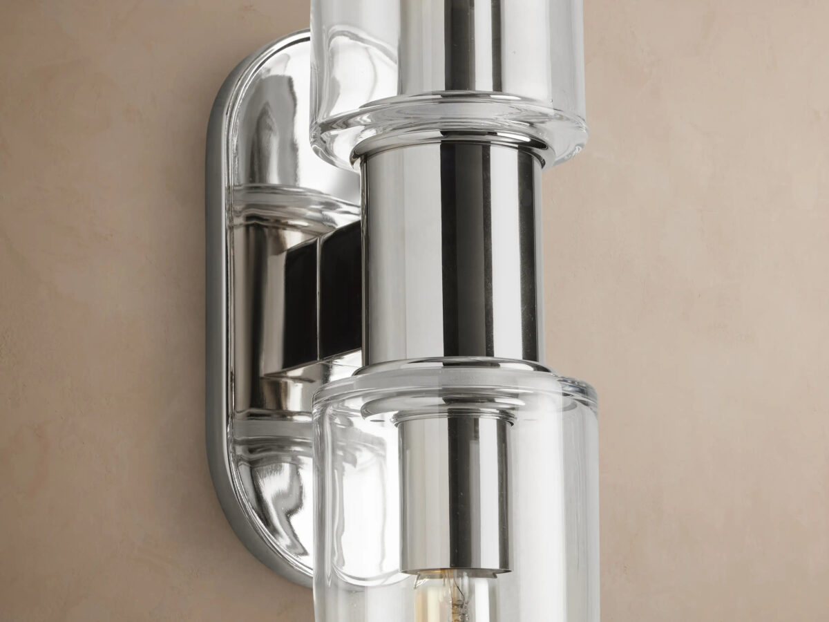 GV Harlin Nickel Glass Sconce Double Wall Light - Image 3