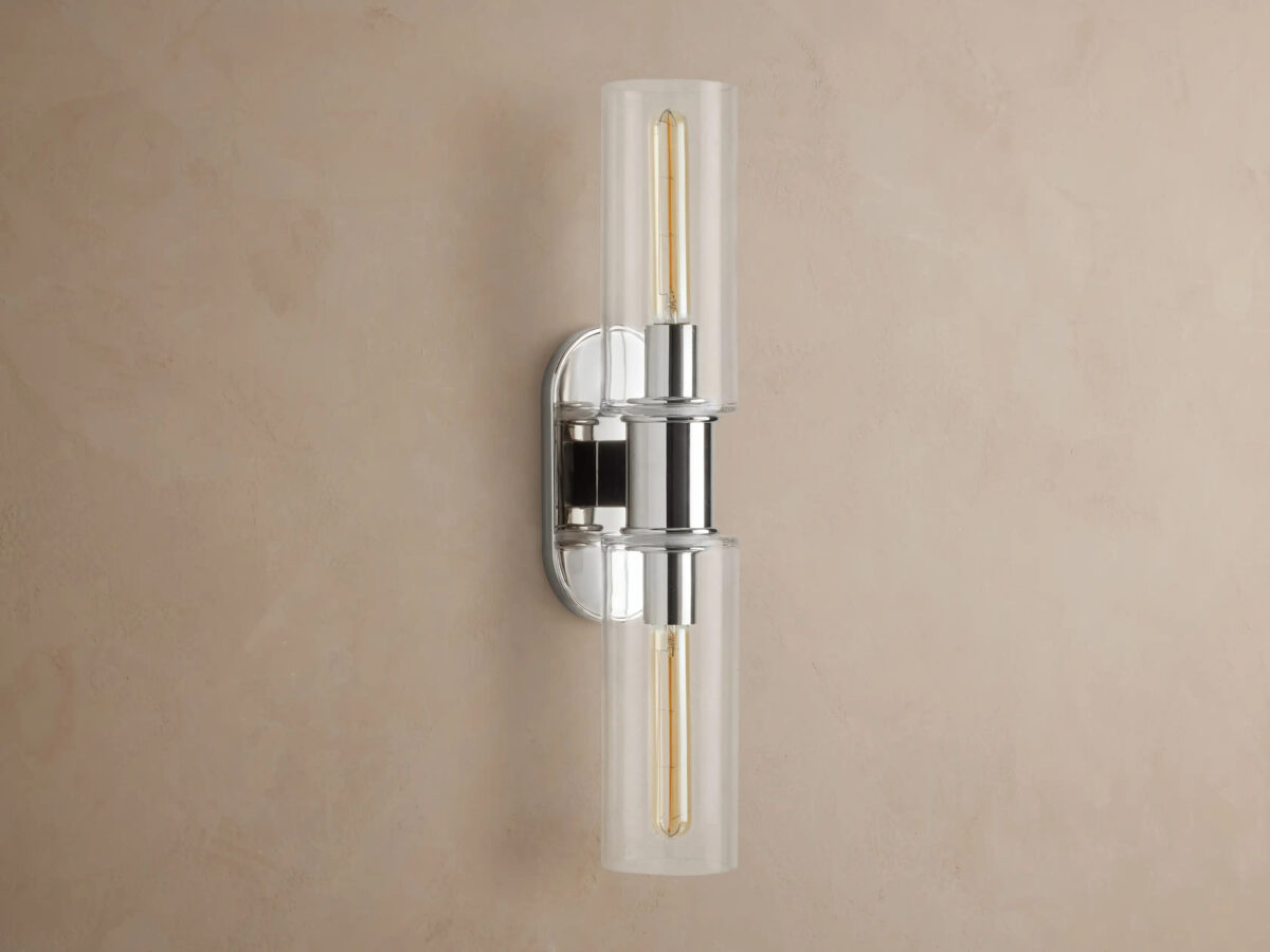 GV Harlin Nickel Glass Sconce Double Wall Light - Image 2