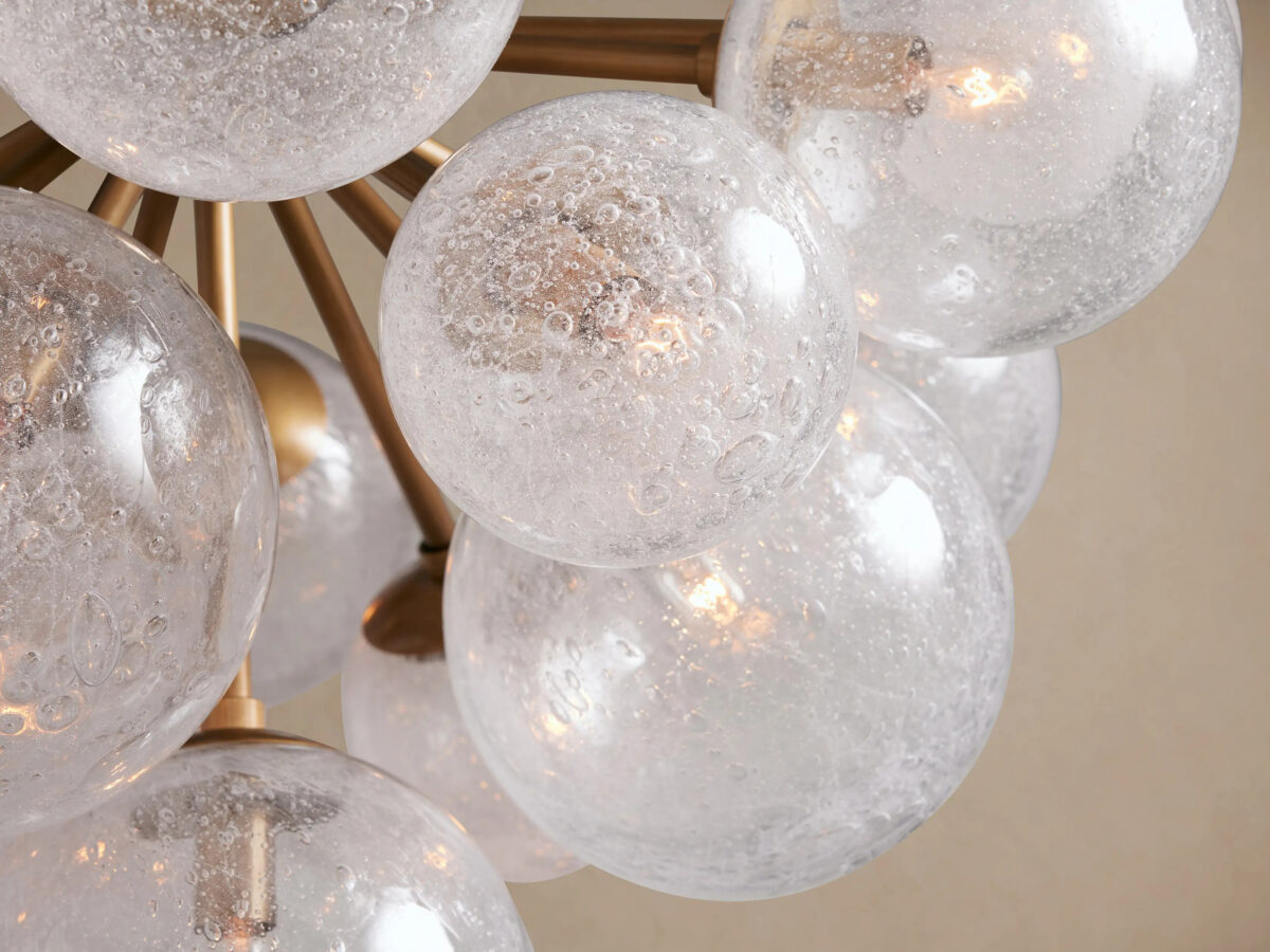 GV Mandoza Modern Glass Light 19 Light Brass Chandelier - Image 3