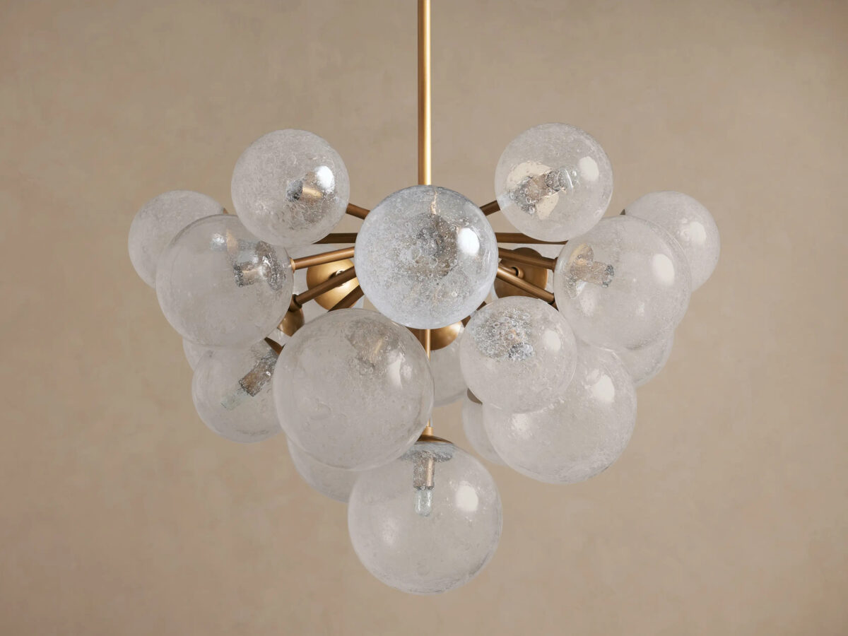 GV Mandoza Modern Glass Light 19 Light Brass Chandelier - Image 2