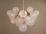 GV Mandoza Modern Glass Light 19 Light Brass Chandelier