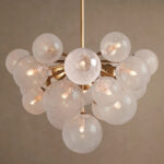 GV Mandoza Modern Glass Light 19 Light Brass Chandelier