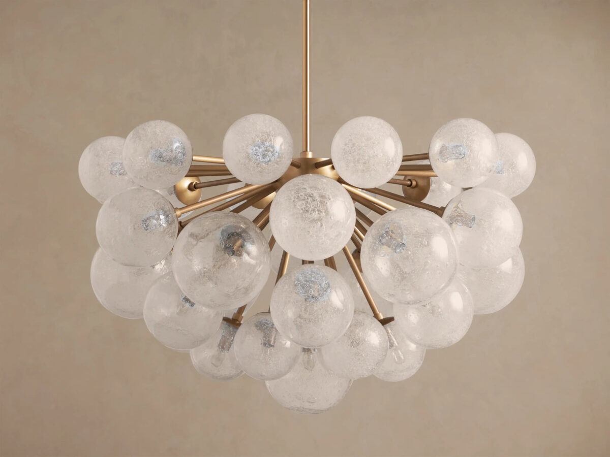 GV Mandoza Modern Glass Light 19 Light Brass Chandelier - Image 6