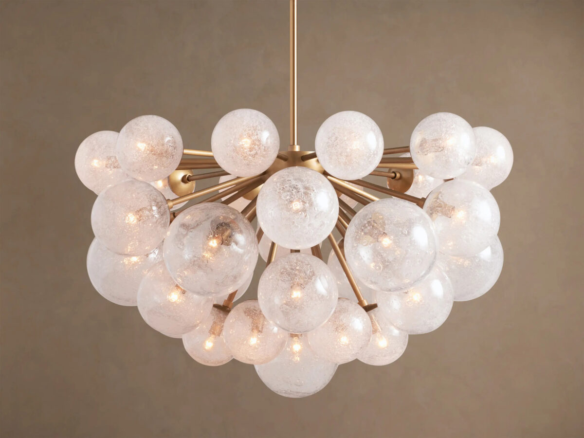 GV Mandoza Modern Glass Light 19 Light Brass Chandelier - Image 5