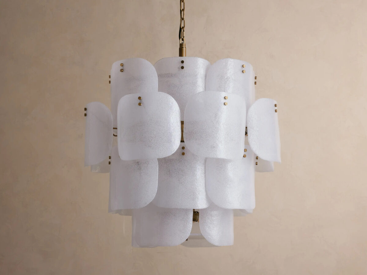 GV Blaire Round Glass Chandelier in White - Image 3