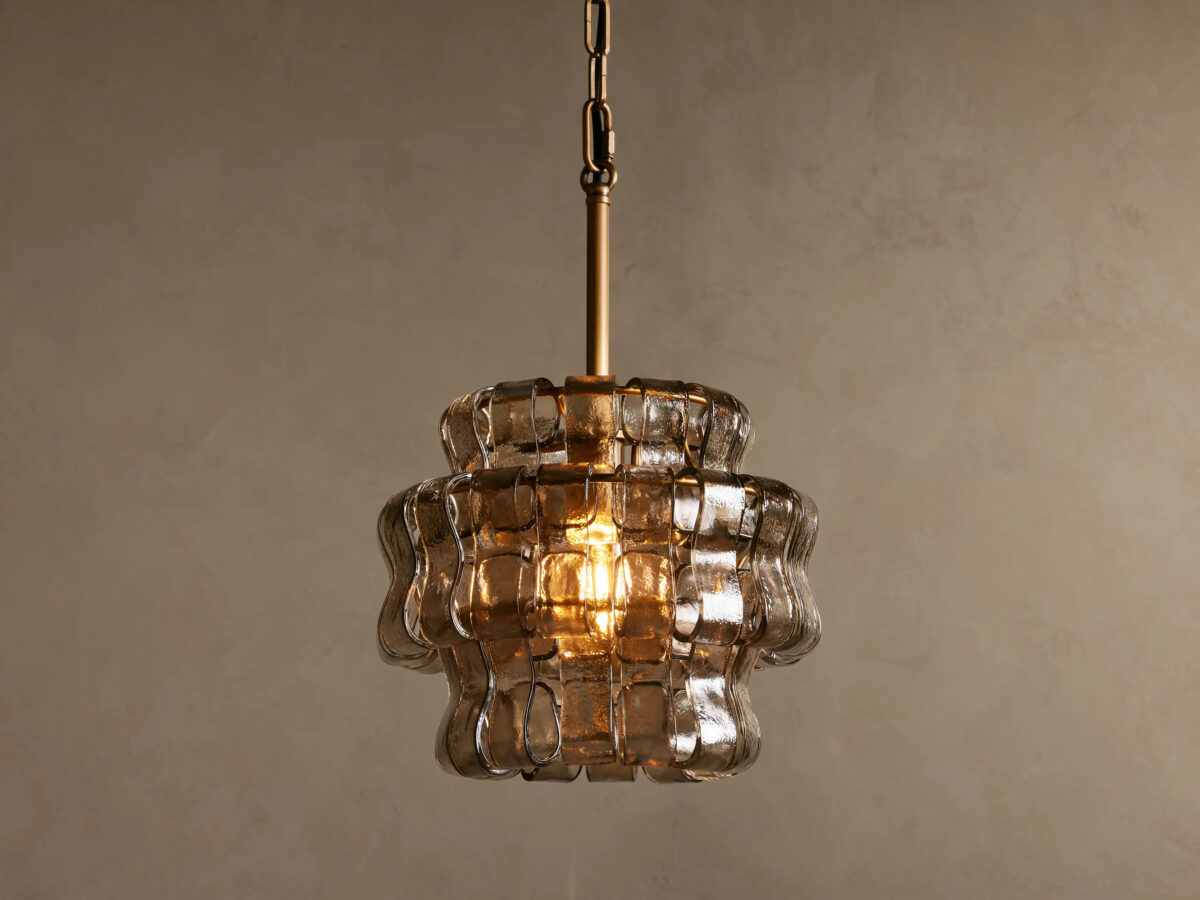 GV Ghiaccio Glass Modern Pendant in Green and Brass - Image 19