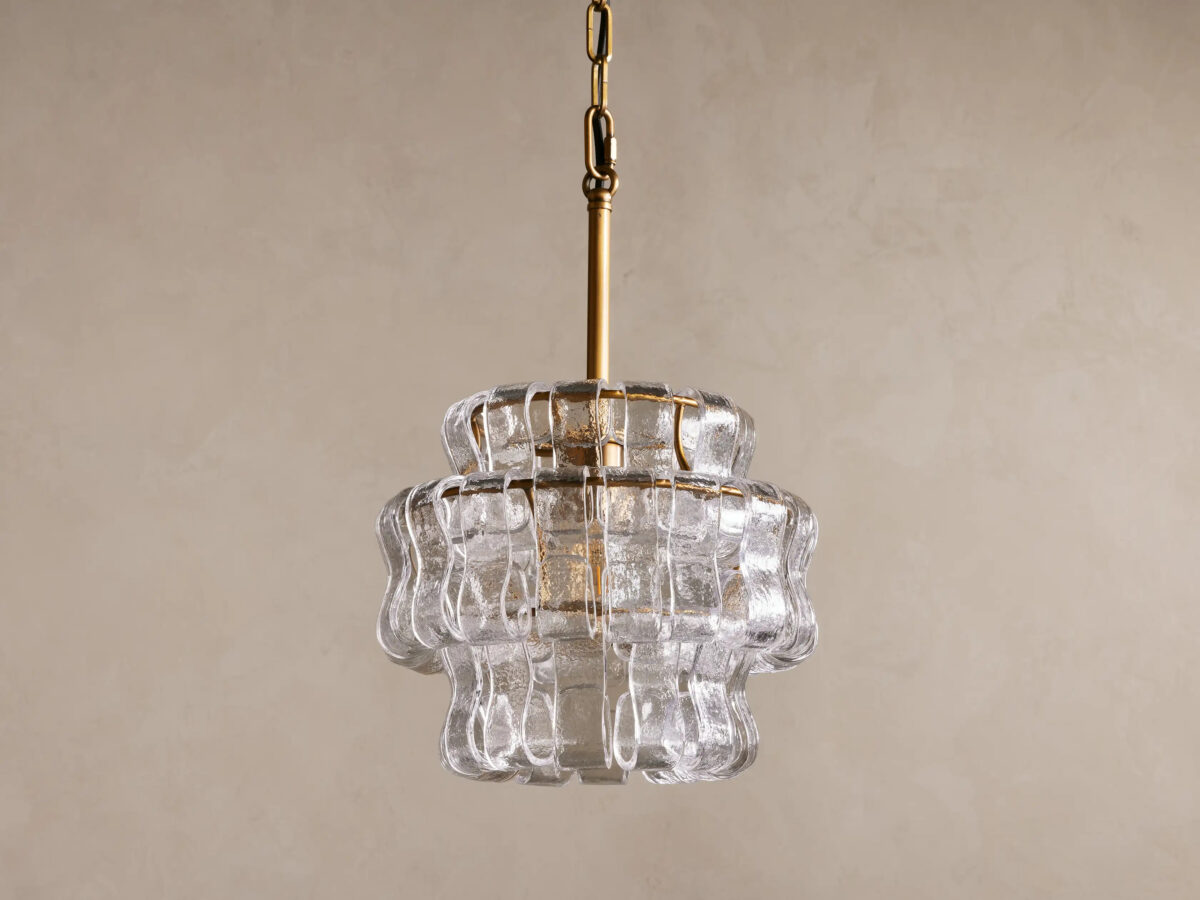 GV Ghiaccio Glass Modern Pendant in Green and Brass - Image 10