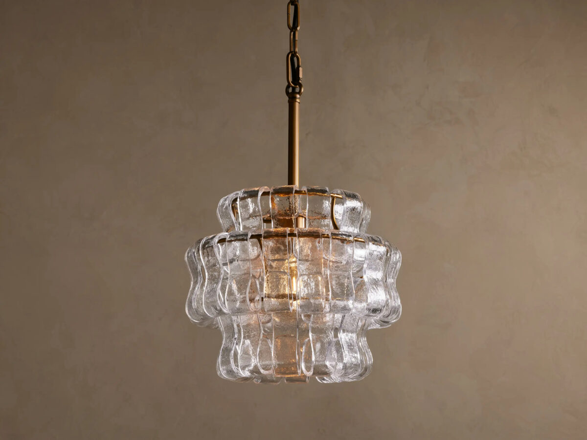 GV Ghiaccio Glass Modern Pendant in Green and Brass - Image 9
