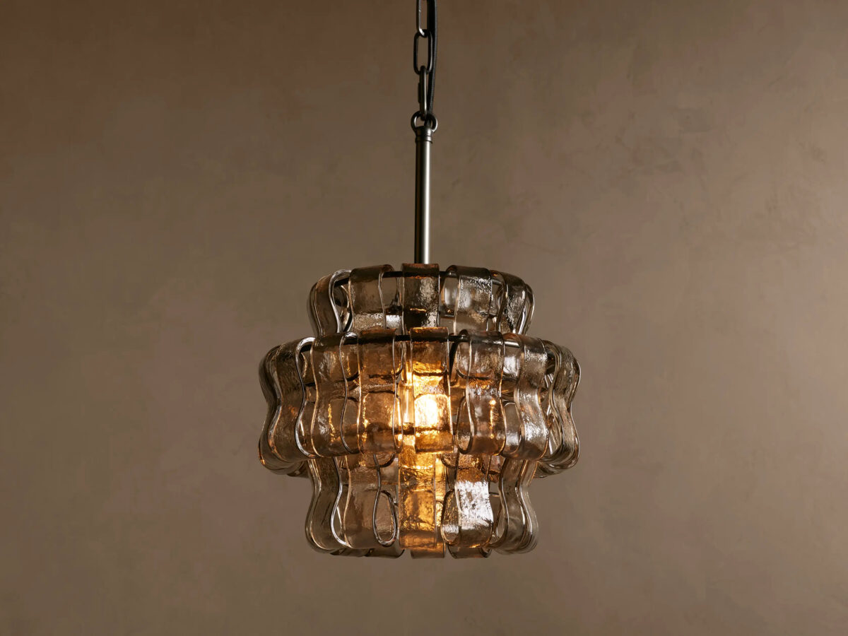 GV Ghiaccio Glass Modern Pendant in Green and Brass - Image 24