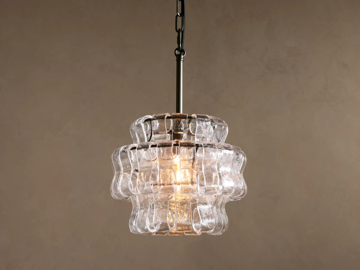 GV Ghiaccio Glass Modern Pendant in Green and Brass - Image 14