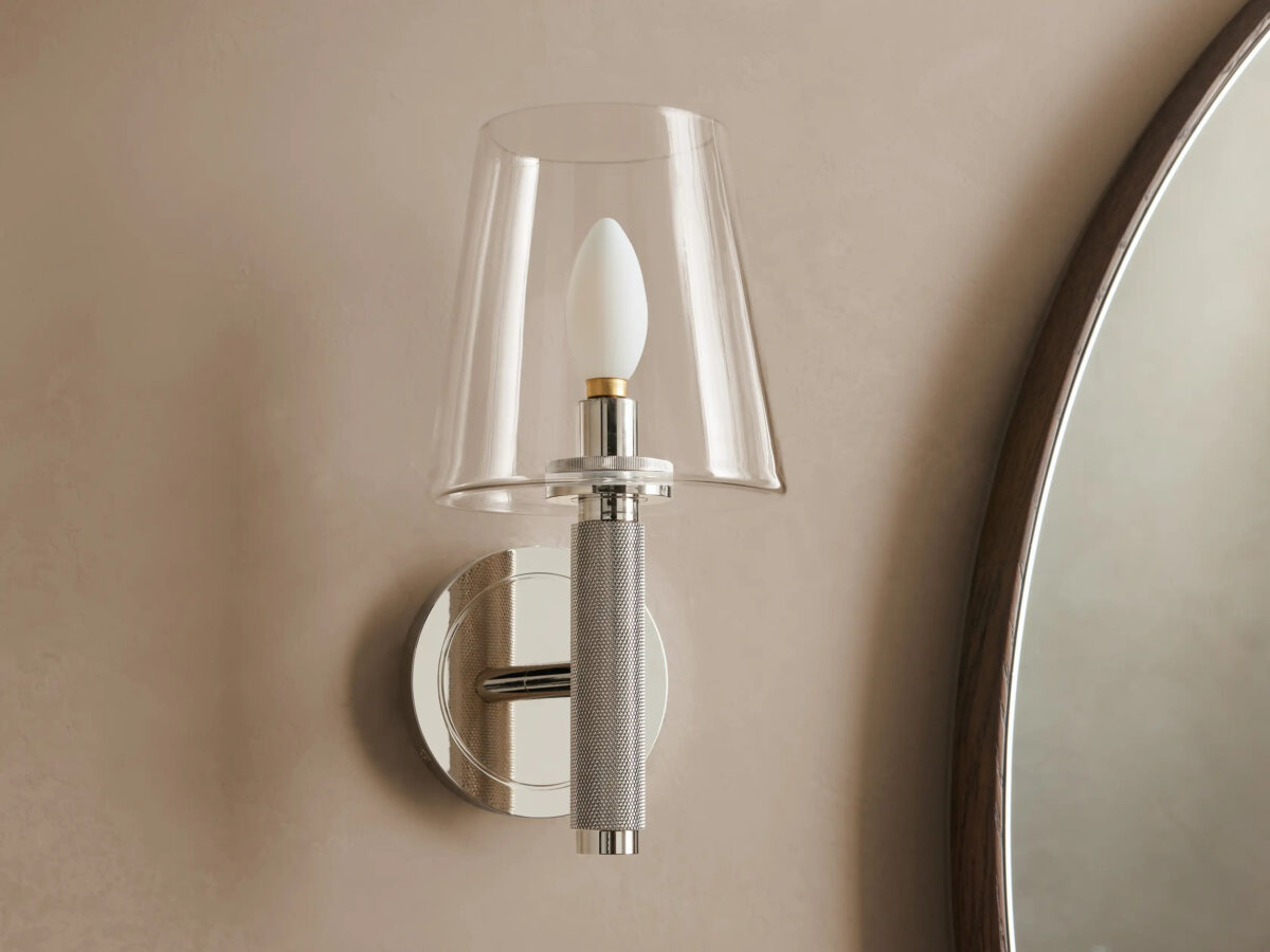 GV Modern Steel Sconce with Glass Shade - Image 2