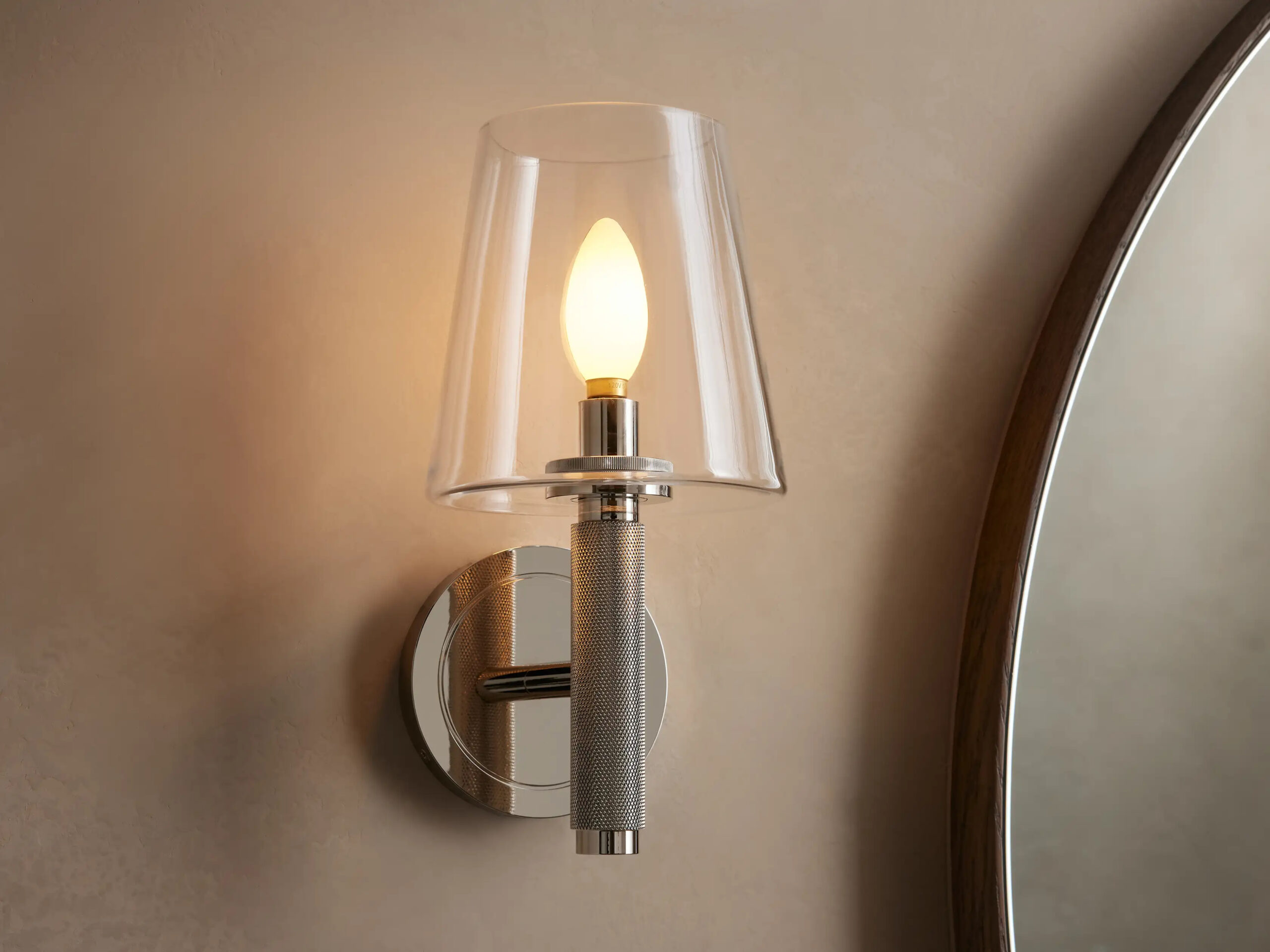 6610031H81KT_GV250805 GV Modern Steel Sconce with Glass Shade - Image 1