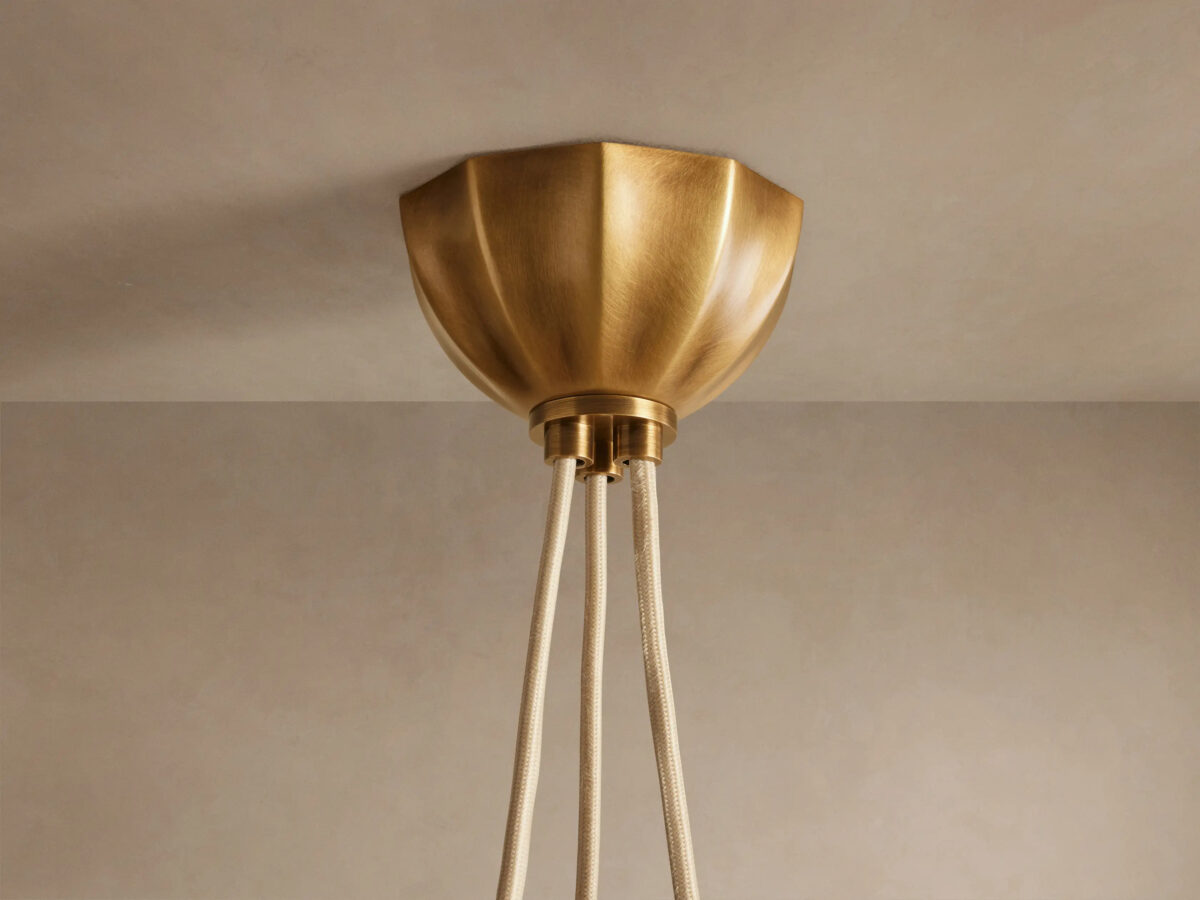 GV Brass Chandelier with Cream Glass Globes - Image 10