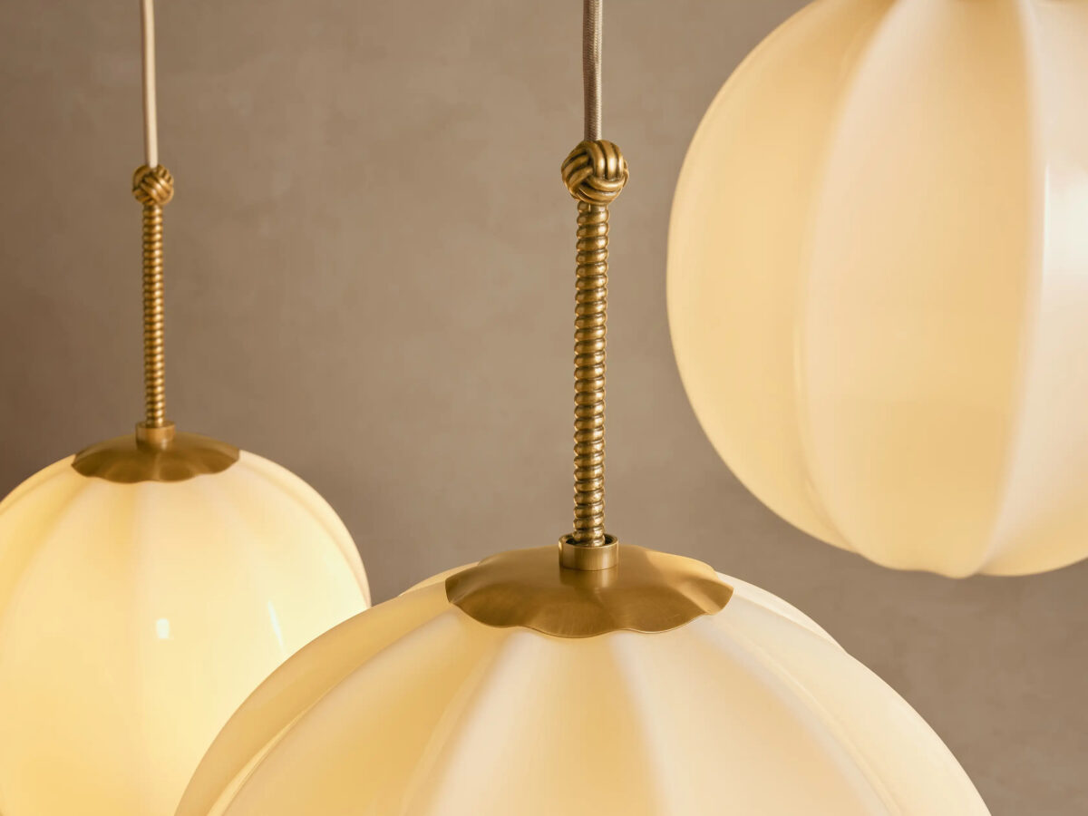 GV Brass Chandelier with Cream Glass Globes - Image 8