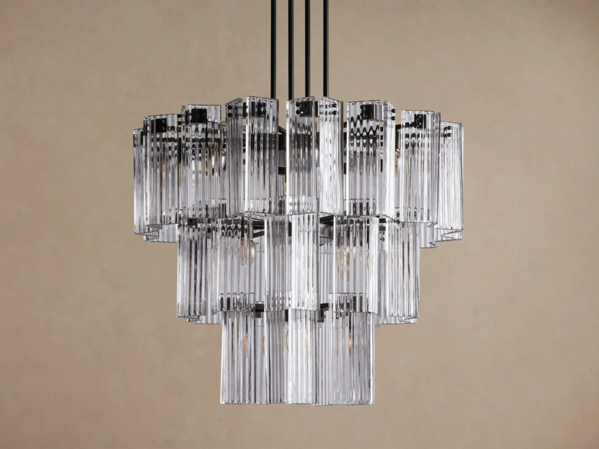 GV Glass Glam Light 38 Inch Round Chandelier in Brass - Image 6