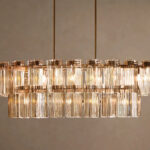 GV Brass Oval Light 72 Inch Tiered Glass Chandelier