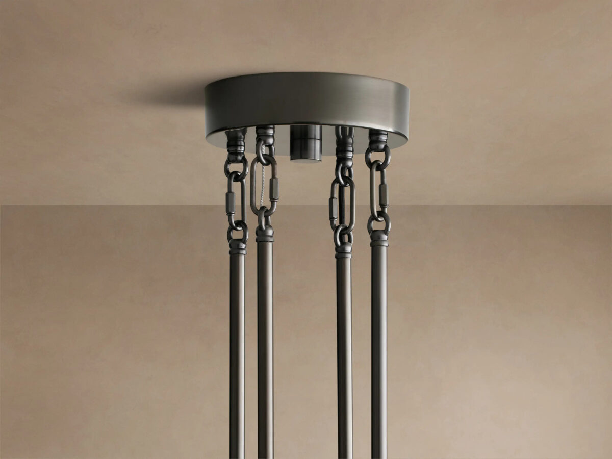 GV Glass Chandelier in Bronze with Clear Fluted Glass - Image 4