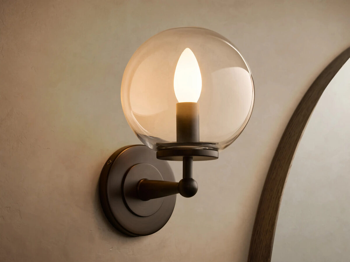 GV Fulton Bronze Glass Sconce with Milk Globe - Image 5