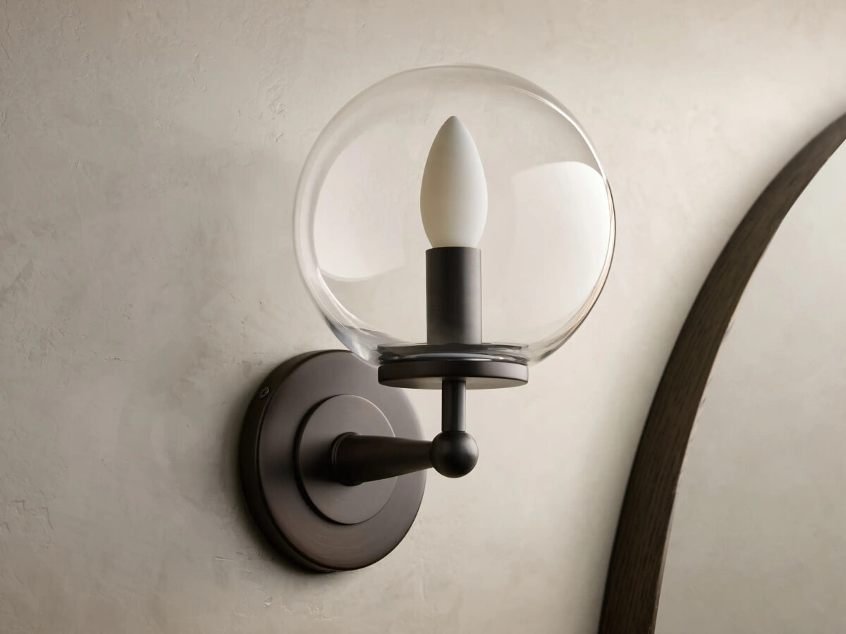 GV Fulton Bronze Glass Sconce with Milk Globe - Image 7