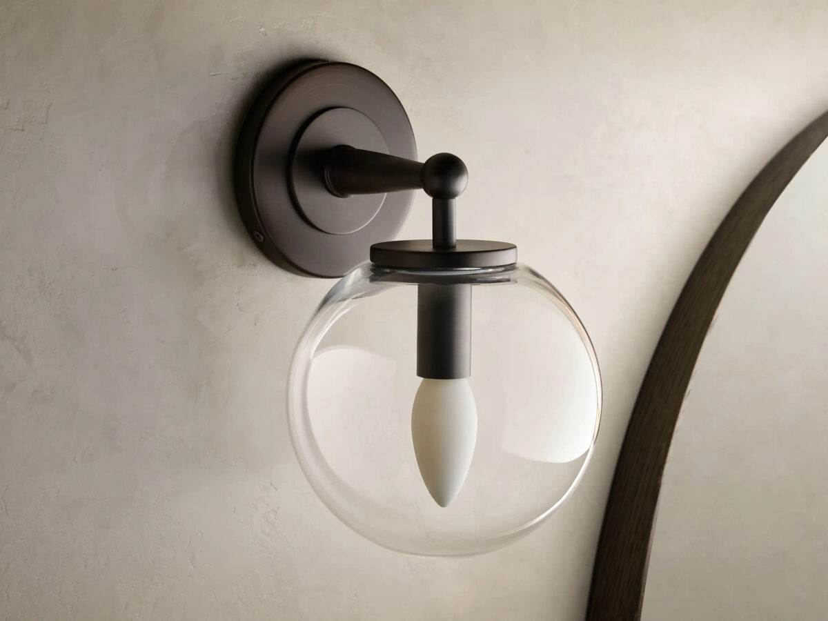 GV Fulton Bronze Glass Sconce with Milk Globe - Image 8
