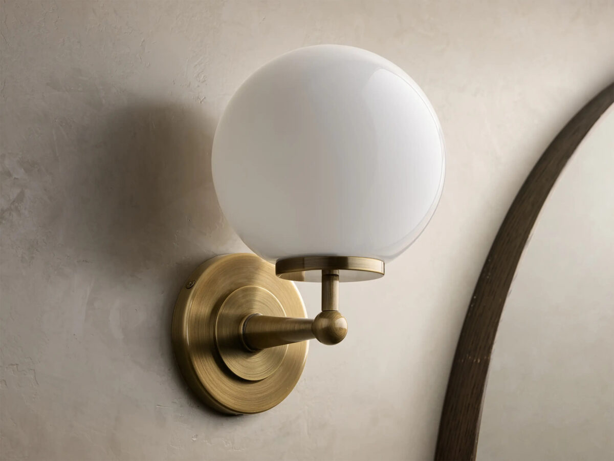 GV Fulton Bronze Glass Sconce with Milk Globe - Image 10