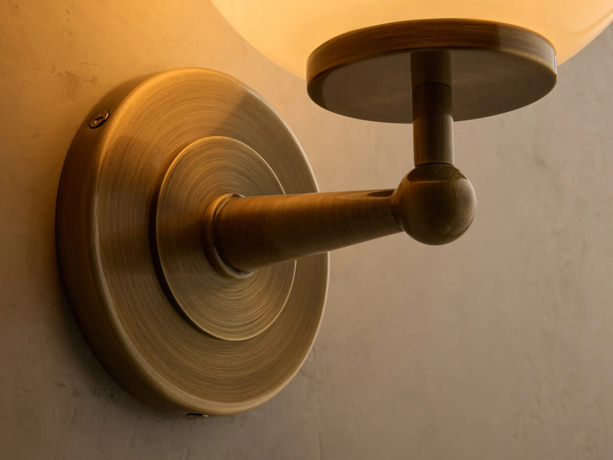 GV Fulton Bronze Glass Sconce with Milk Globe - Image 11