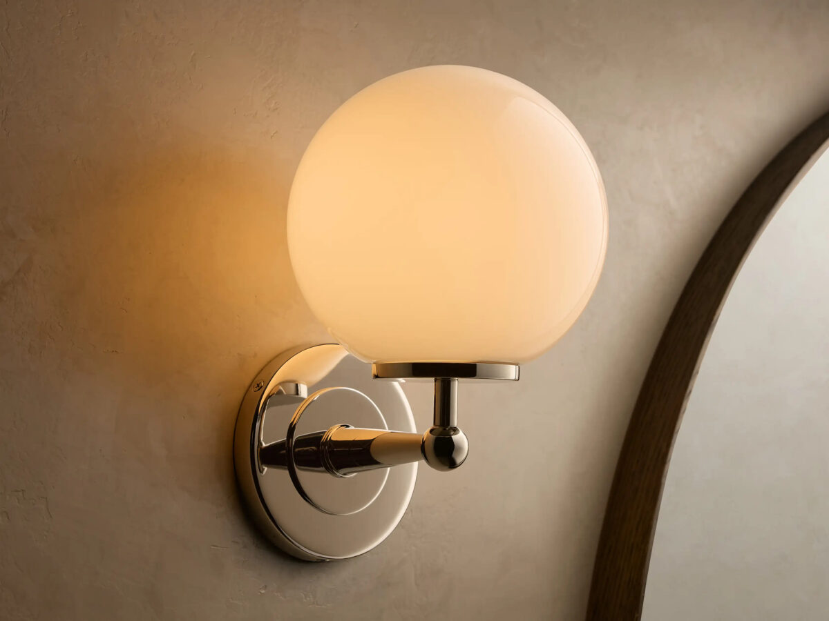 GV Fulton Bronze Glass Sconce with Milk Globe - Image 17