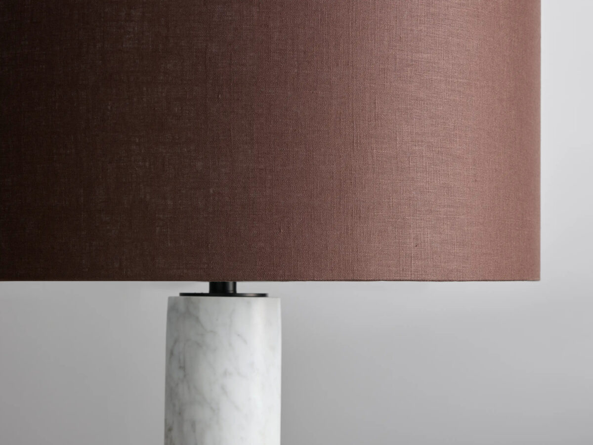 GV Brixton Marble Floor Lamp in Carrara with Brown Shade - Image 3