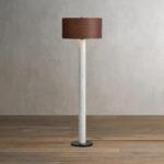 GV Brixton Marble Floor Lamp in Carrara with Brown Shade