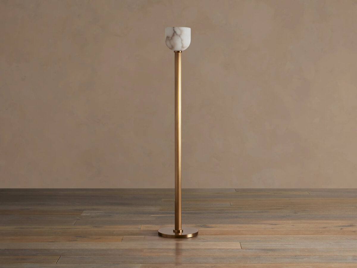 GV Alabaster Floor Lamp Ansley Brass Torchiere - Image 2