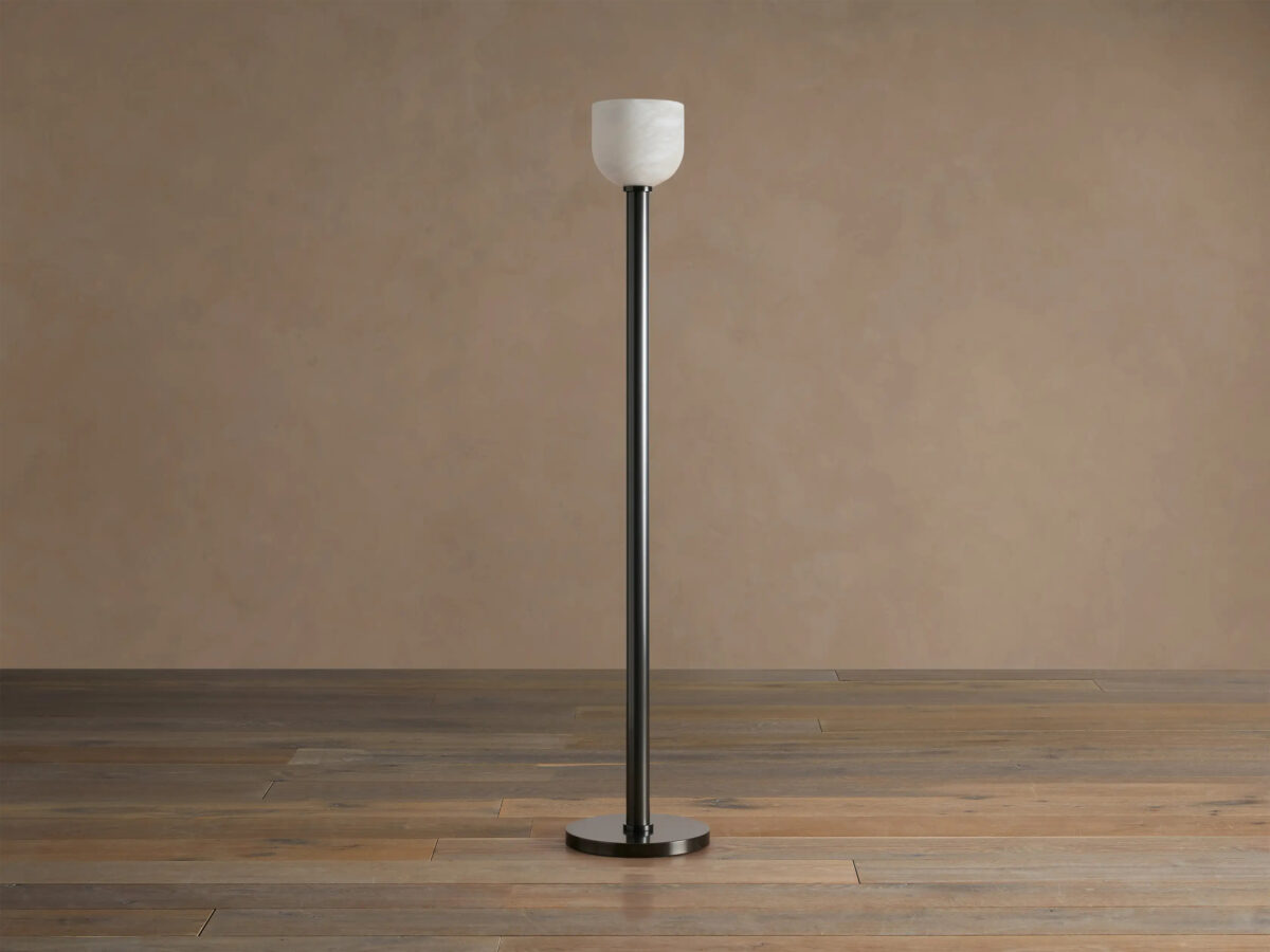 GV Ansley Bronze Alabaster Torchiere Floor Lamp - Image 2
