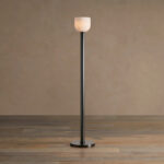 GV Ansley Bronze Alabaster Torchiere Floor Lamp