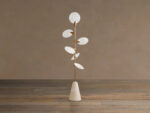 GV Lyla Glass Floor Lamp with Brass Finish and Travertine Base