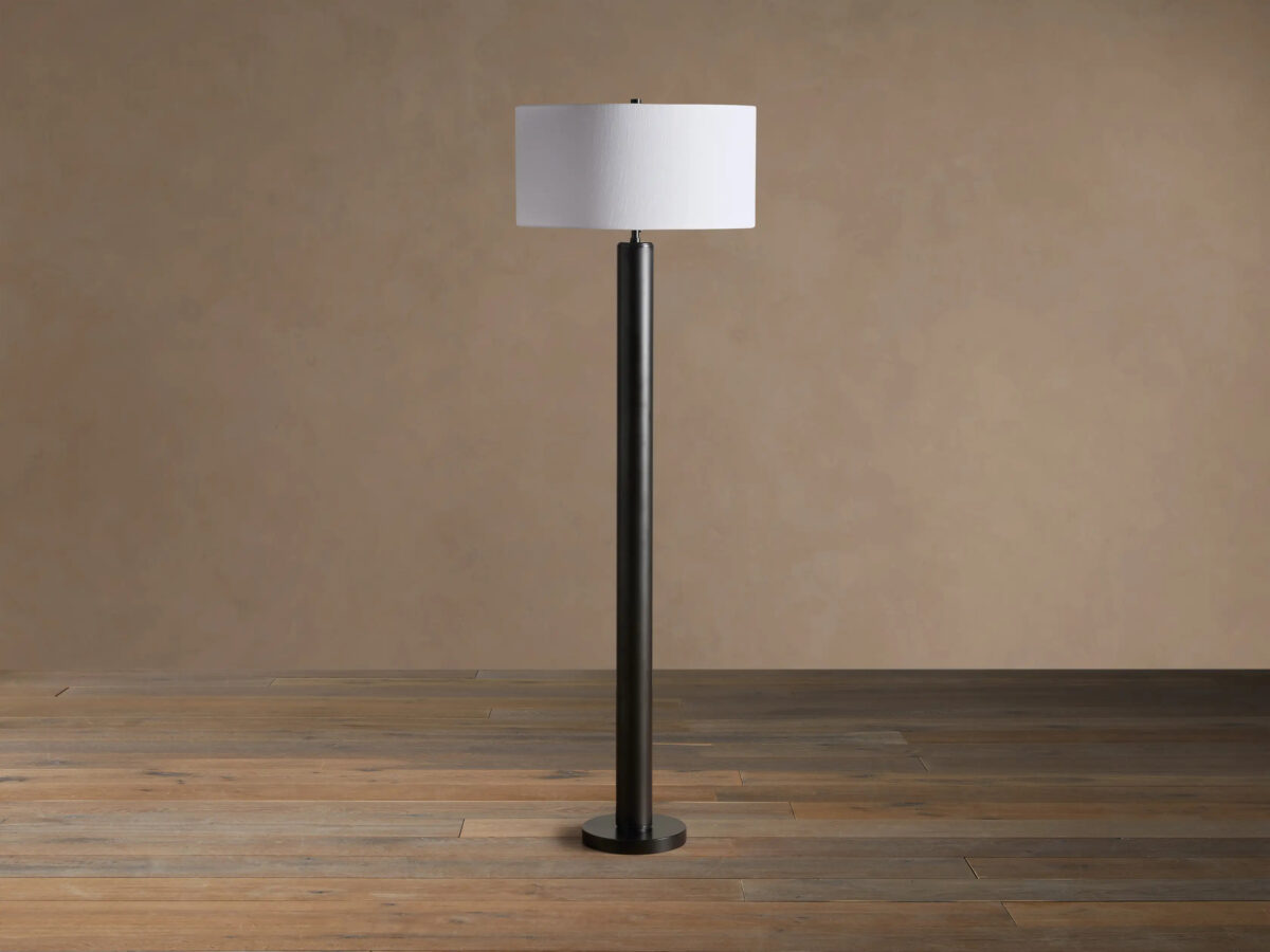 GV Linden Brass Floor Lamp with Linen Shade - Image 5