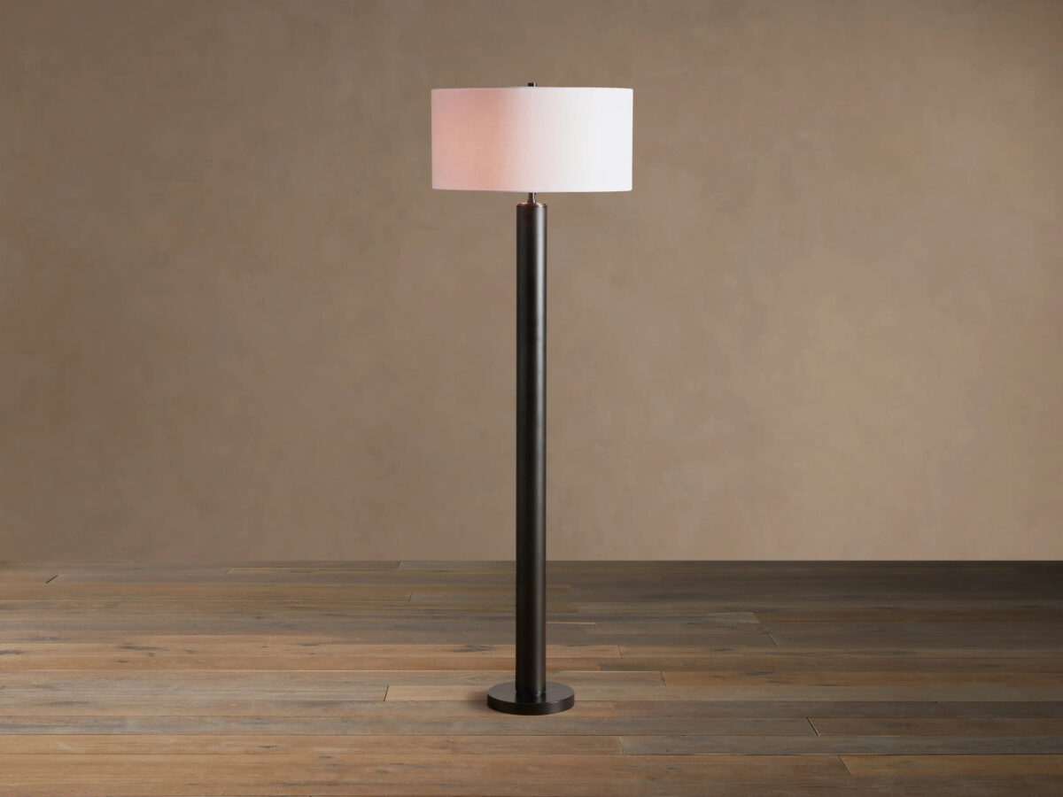 GV Linden Brass Floor Lamp with Linen Shade - Image 4