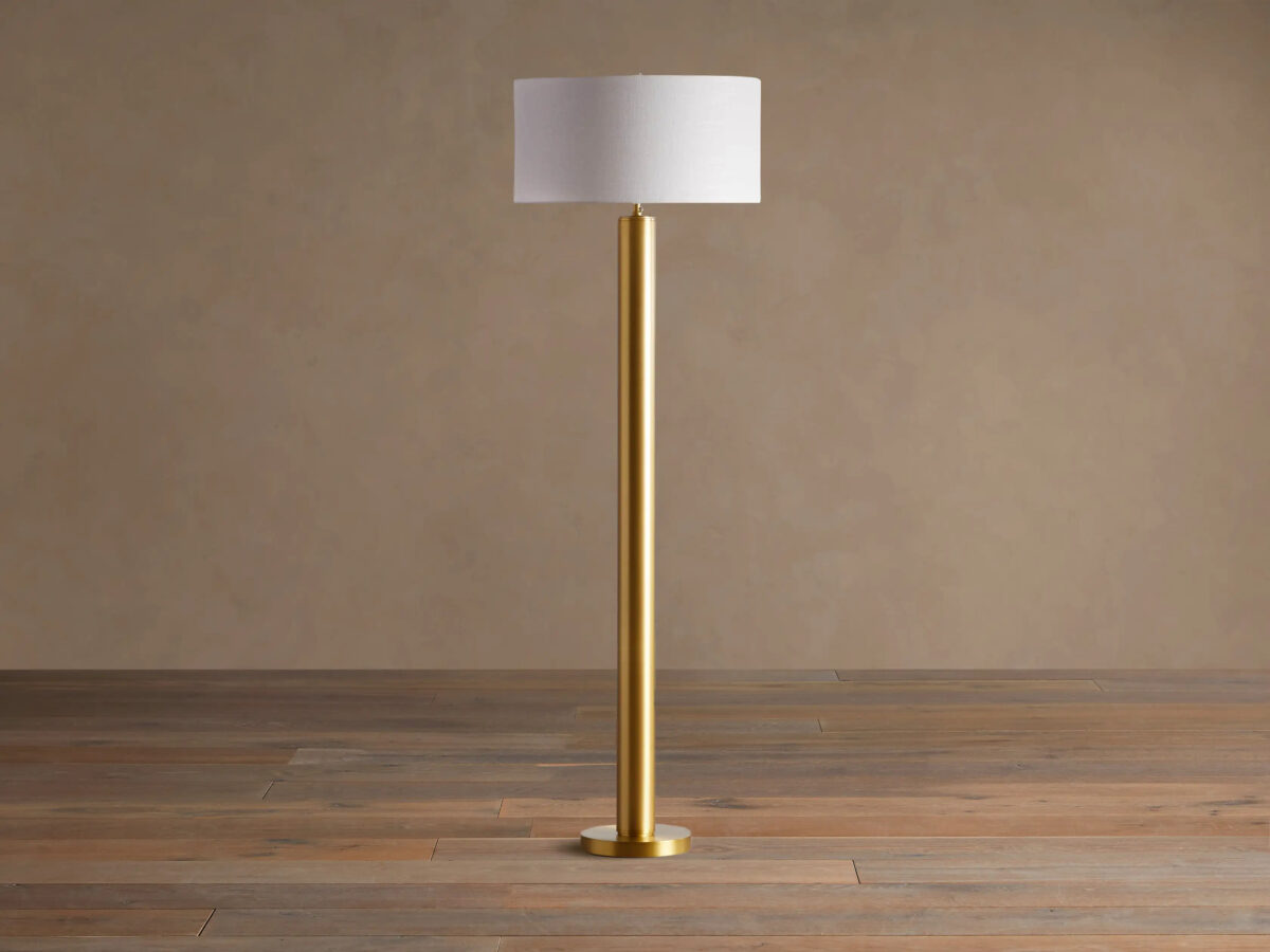 GV Linden Brass Floor Lamp with Linen Shade - Image 2
