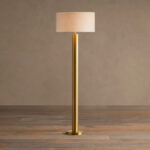 GV Linden Brass Floor Lamp with Linen Shade