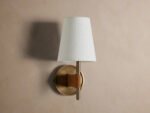 GV Hastings Modern Brass Sconce with Linen Shade - Image 2
