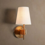 GV Hastings Modern Brass Sconce with Linen Shade