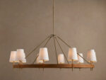 GV Hastings Brass Chandelier 10 Light Round Linen Shade