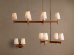 GV Hastings Brass Chandelier 10 Light Round Linen Shade - Image 5