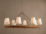 GV Hastings Brass Chandelier 10 Light Round Linen Shade - Image 6