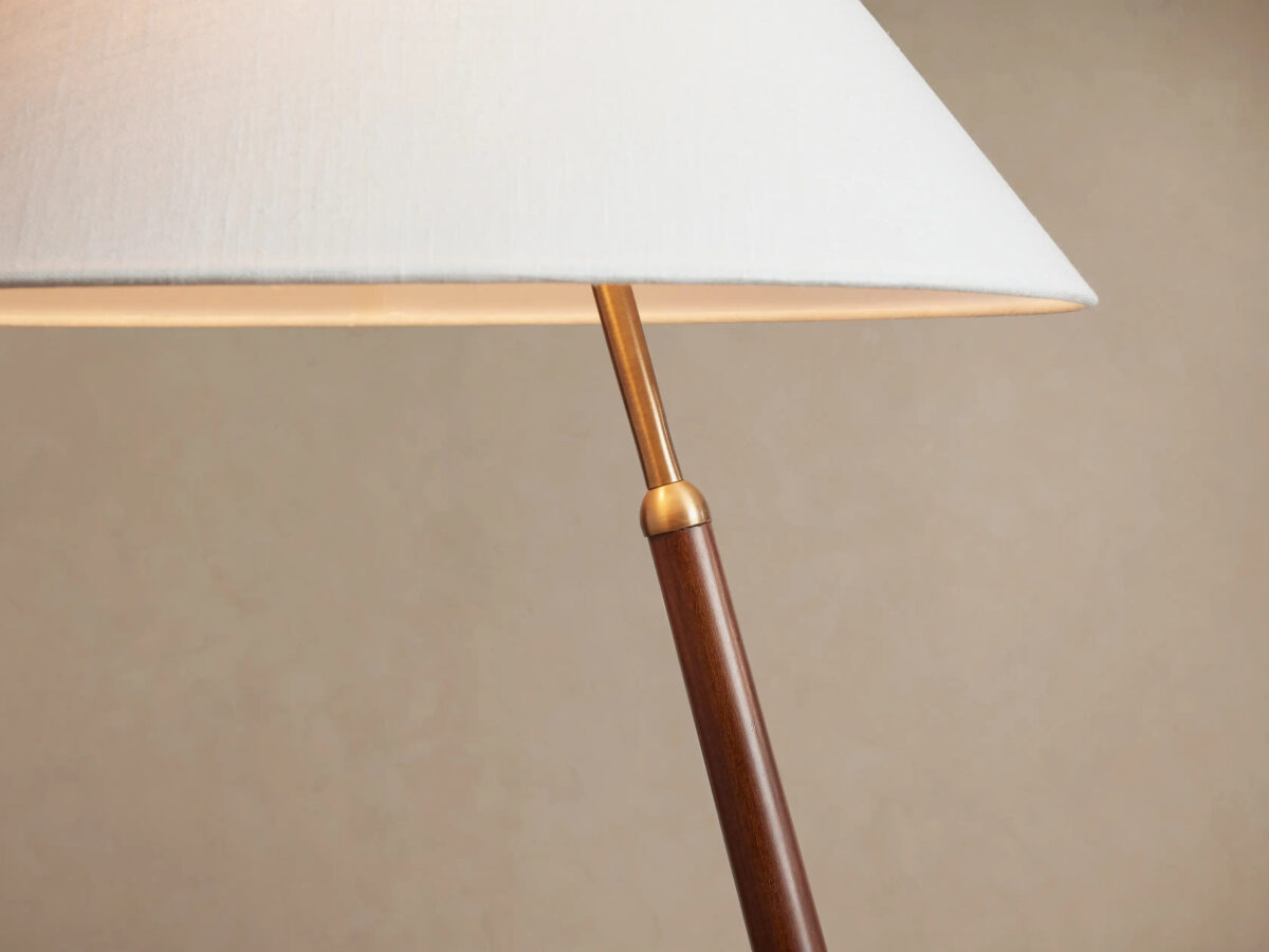 GV Edric Midcentury Wood Lamp with Linen Shade - Image 4