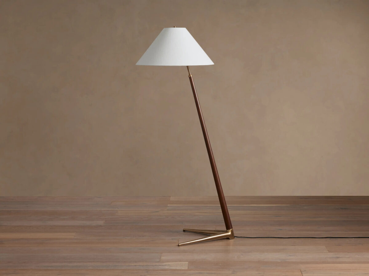 GV Edric Midcentury Wood Lamp with Linen Shade - Image 3