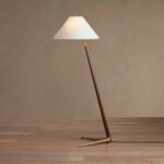GV Edric Midcentury Wood Lamp with Linen Shade